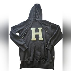 Good American Black Oversized Cotton Hoodie  Monogrammed‎ Front H Sz M S, W M-L